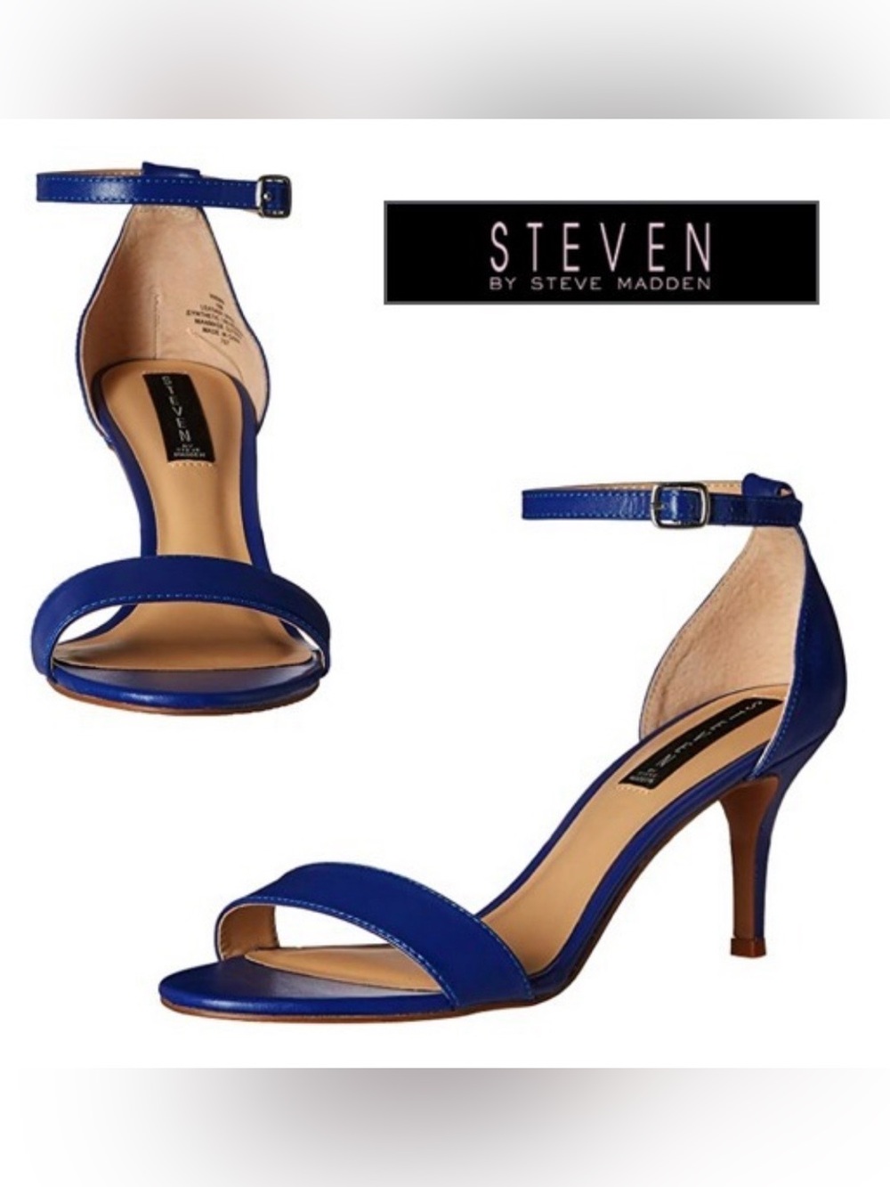 NWB Steven By Steve Madden Viienna Leather Ankle-Strap Sandals